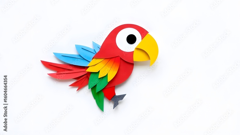 Fototapeta premium Tropical Bird Kirigami Art – Multicolor Layered Paper Design