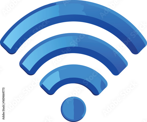 Blue 3d wi fi signal icon