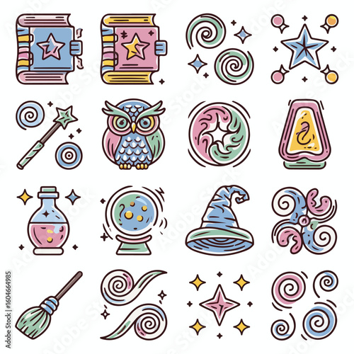 Enchanting collection of magical icons for your creative projects