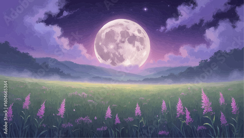 Moonlit Wildflower Meadow