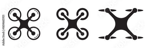 Drone Icon Set – Aerial Camera and Quadcopter Symbols in Flat and Line Style