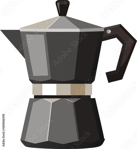 Classic moka pot coffee maker vector