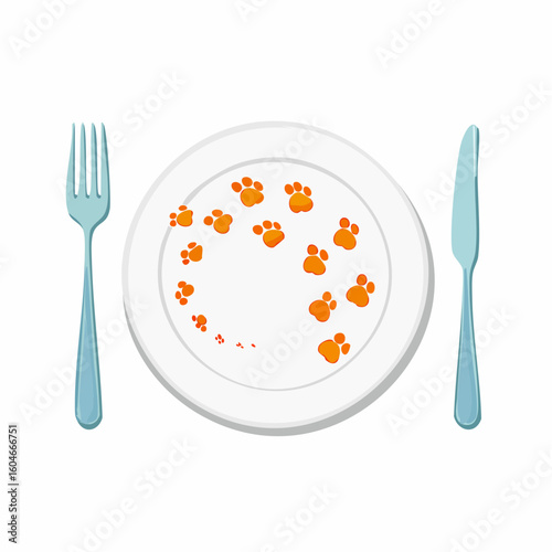 Empty plate with tiny food footprints – Clean plate with footprints of invisible critters who “ate.”
