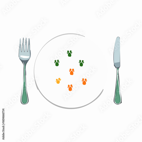 Empty plate with tiny food footprints – Clean plate with footprints of invisible critters who “ate.”
