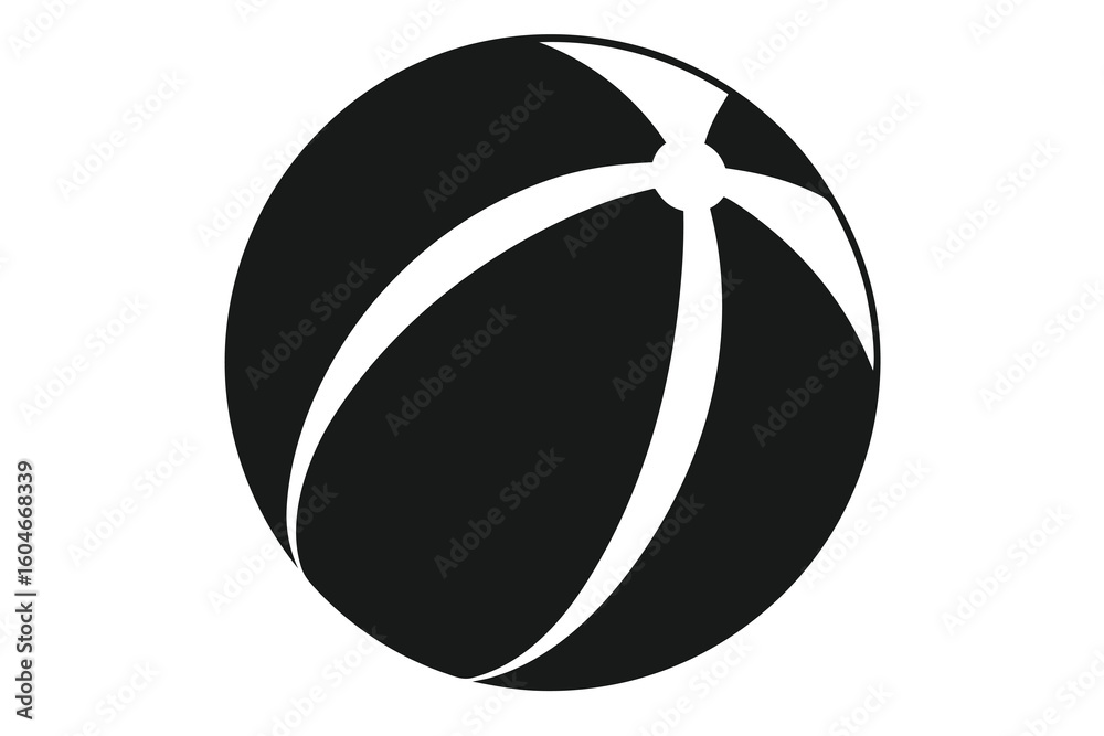 Simple Black and White Beach Ball Icon for Summer Fun and Recreation Graphic Design Element for Posters Simple Black and White Beach Ball Icon for Summer Fun and Recreation Graphic Design Element for Posters