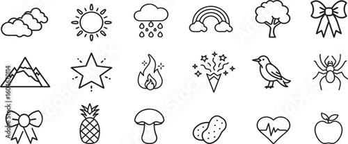 Diverse Collection of Universal Line Art Icons