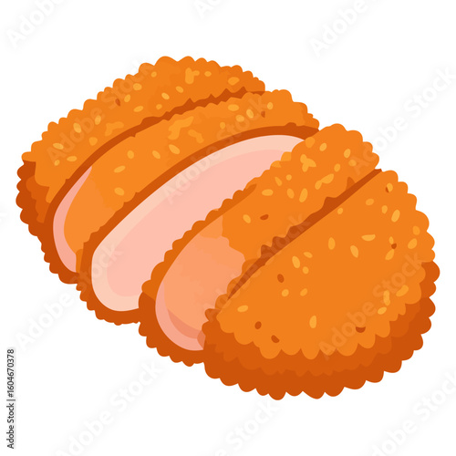 Sliced Katsu Curry Cutlet, Crispy Breaded, Pink Meat