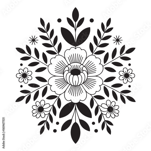 Intricate floral mandala silhouette