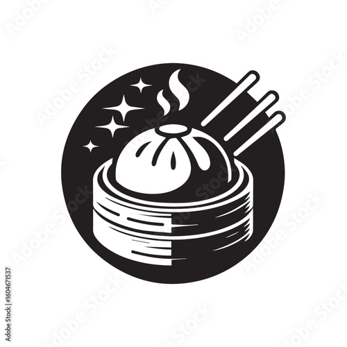 minimalist dimsum logo with white background