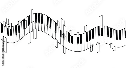 Abstract musical soundwave visualization created using piano keys and vertical bars