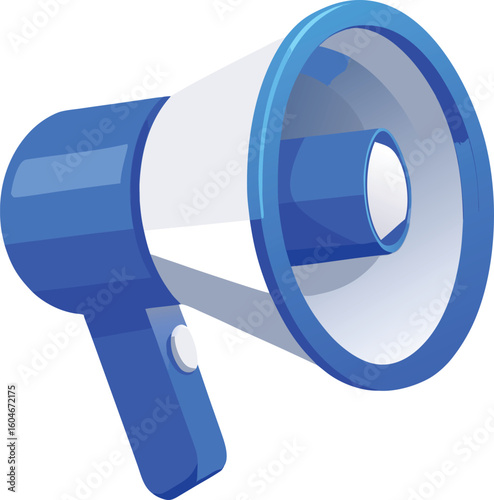 Blue and white megaphone announcer vector
