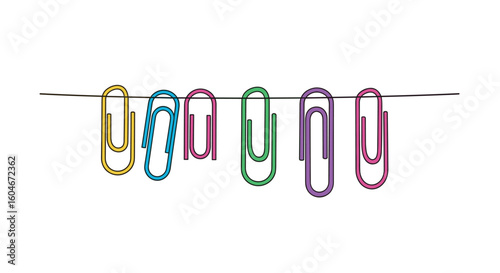 Colorful office supplies metal clips for organizing paper documents and school stationery accessories