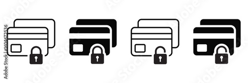 Blocked Credit Card Icon Set – Financial Fraud Alert and Security Symbols Collection