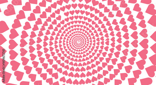 Hypnotic pink heart spiral pattern for romantic visual experiences