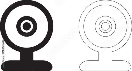 Black Web Camera Silhouette Logo On White Background