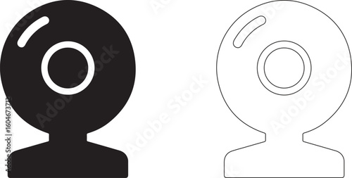 Digital Webcam Silhouette Logo On White Background For Interface Design