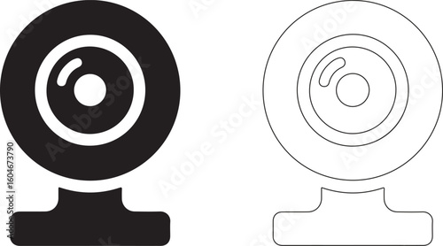 Rounded Webcam Silhouette Logo On White Background For App Design