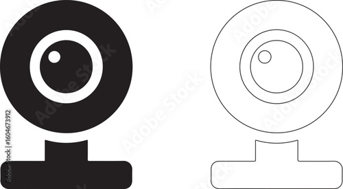 Tech Webcam Silhouette Logo On White Background For Branding