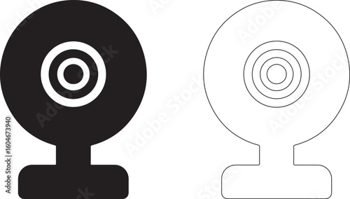 Minimalist Webcam Silhouette Logo On White Background For Digital Use