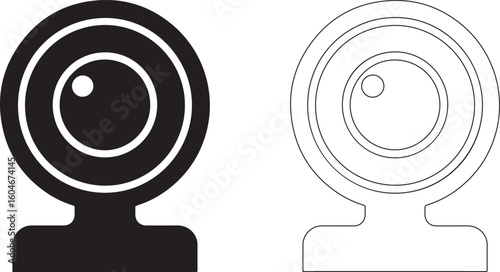 Webcam Device Silhouette Logo On White Background For Recording