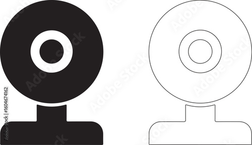 Flat Webcam Silhouette Logo On White Background For Web Use