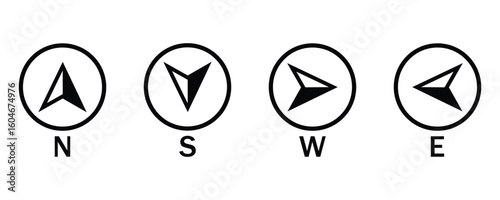 Compass Vector Icons Set – Navigation, Direction, and Travel Symbol Collection