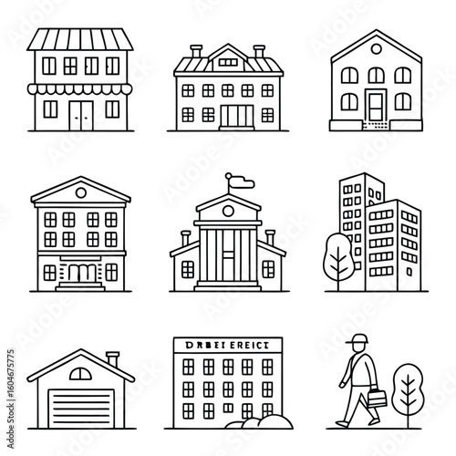Comprehensive real estate line icon bundle