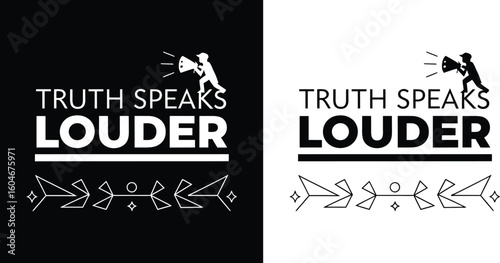 Truth speaks louder graphic with a silhouette of a person shouting into a megaphone symbolizing powerful communication and advocacy