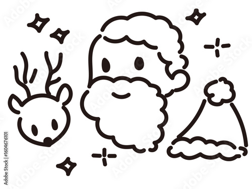 サンタ・トナカイ・帽子のシンプルなクリスマス素材