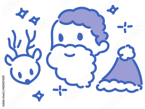 サンタクロースとキラキラ装飾のクリスマスアイコン