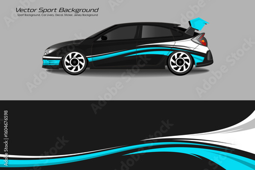Abstract background for racing Sport Car Wrap design and vehicle livery in blue color combinations EPS 10