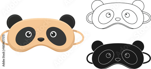 Cute panda sleep mask eye cover for sleeping travel rest relaxing bedtime blindfold cartoon vector