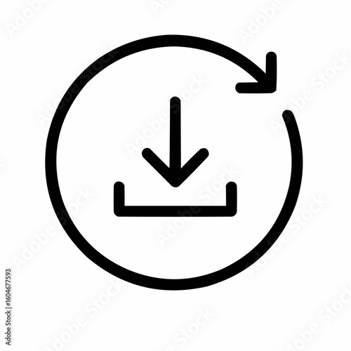 Software Update. Circular arrow with download symbol inside. Minimalist representation of continuous support
