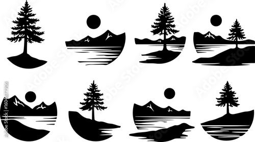 Campfire hiking mountain tree Silhouettes Under the Stars 