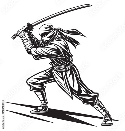 A ninja warrior wielding a katana sword