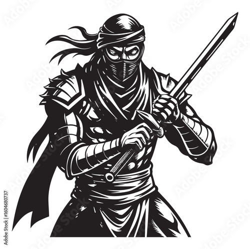 A ninja warrior wielding a katana sword