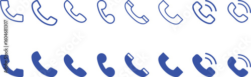 telephone, phone icons, blue monochrome, minimalist design, seamless pattern, vector illustration