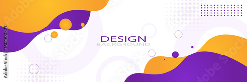 abstract banner background with fluid shapes in purple and orange color, modern design eps10