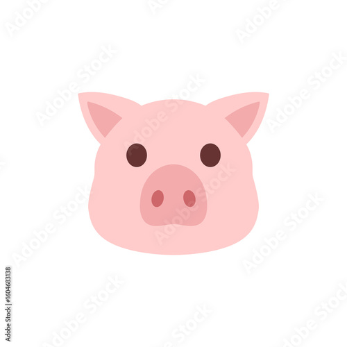 Farm pig head vector icon design for food or meat label