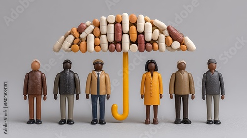 Protecting family and home with an umbrella of medical pills a conceptual metaphor for insurance and teamwork