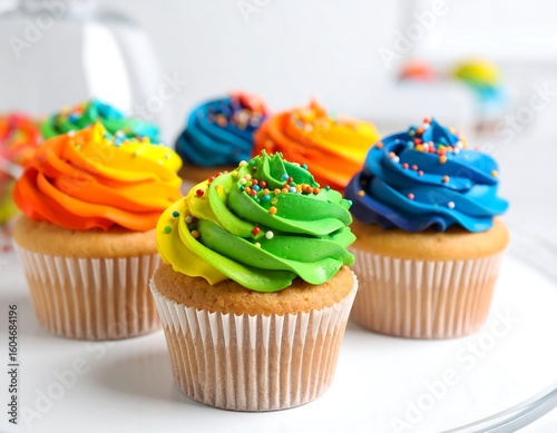 Colorful cupcakes on a platter