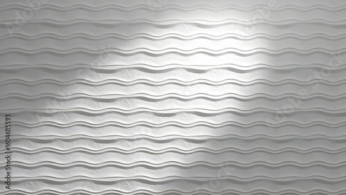A clean and modern white textured wall features an abstract wavy 3D pattern, perfect for backgrounds.