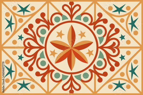 spanish style vintage tile floral texture
