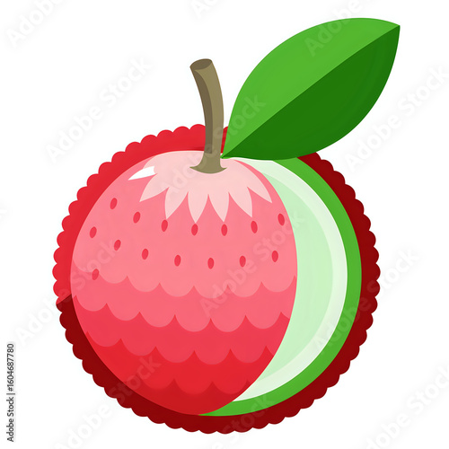 lychee ,vector illustration ,isolated on transparent white background
