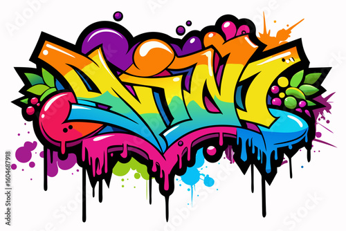 vibrant graffiti pattern overlapping paint
