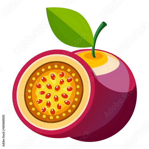 passion fruit ,vector illustration ,isolated on transparent white background