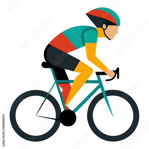 vector illustration cyclist riding white background