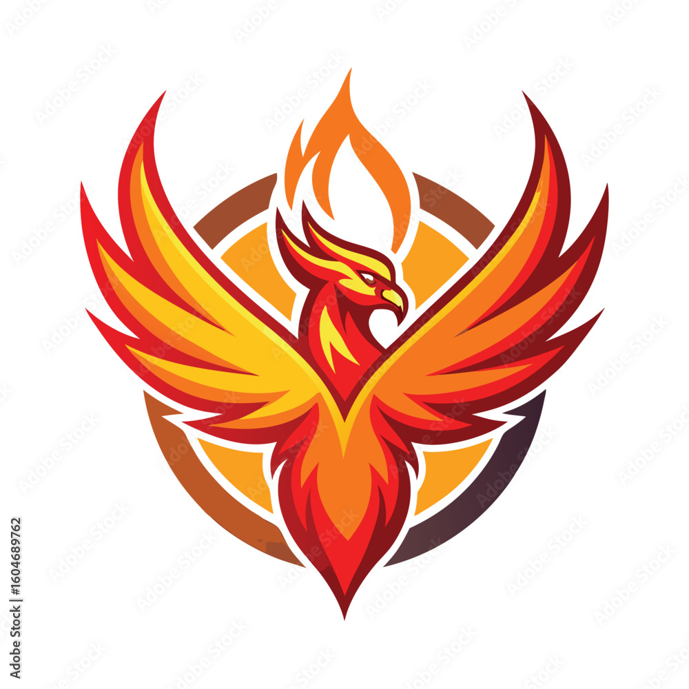 Fototapeta premium Charming Phoenix Illustration Logo Concept on White Background