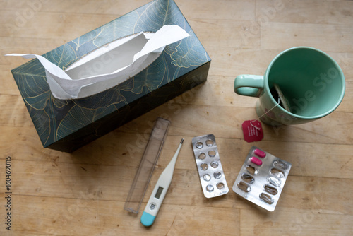 thermometer and pills