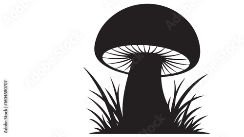 Black Mushroom Vector Illustration, a simple and stylish fungi design on a white background